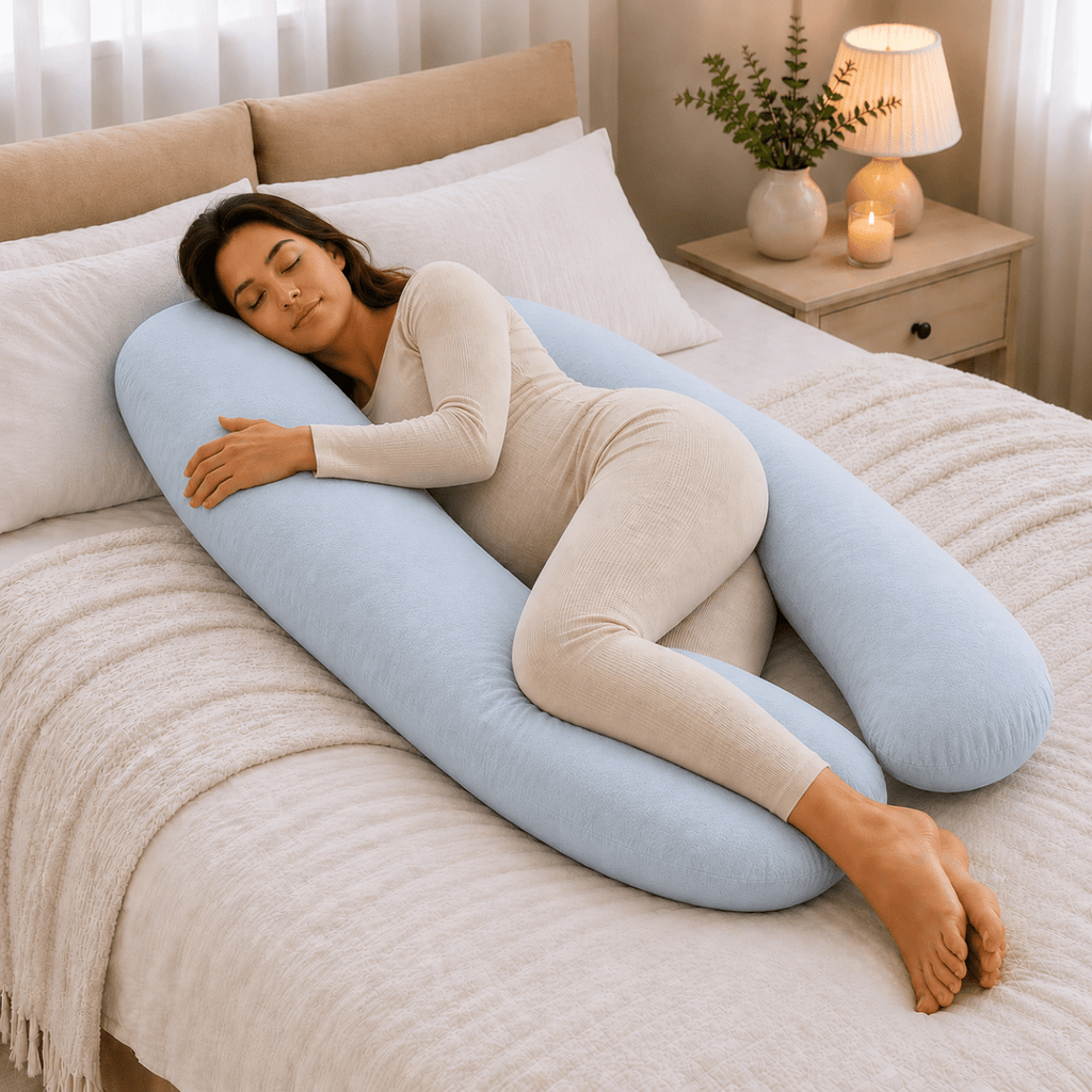 9 Foot Maternity Pillow And Case - Light Blue