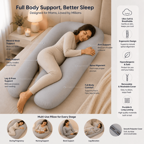 9 Ft Maternity Pillow And Case - Light Pink