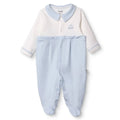 Bebetto Boys Footed Sleepsuit Snap Fastening Little Boss Shirt Collar Full Length Long Sleeve - Blue