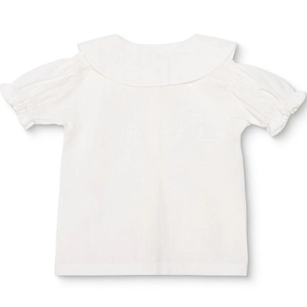HelloBaby Girls Shirt Buttoned Berry Belle Peter Pan Collar Short Sleeve - Ecru