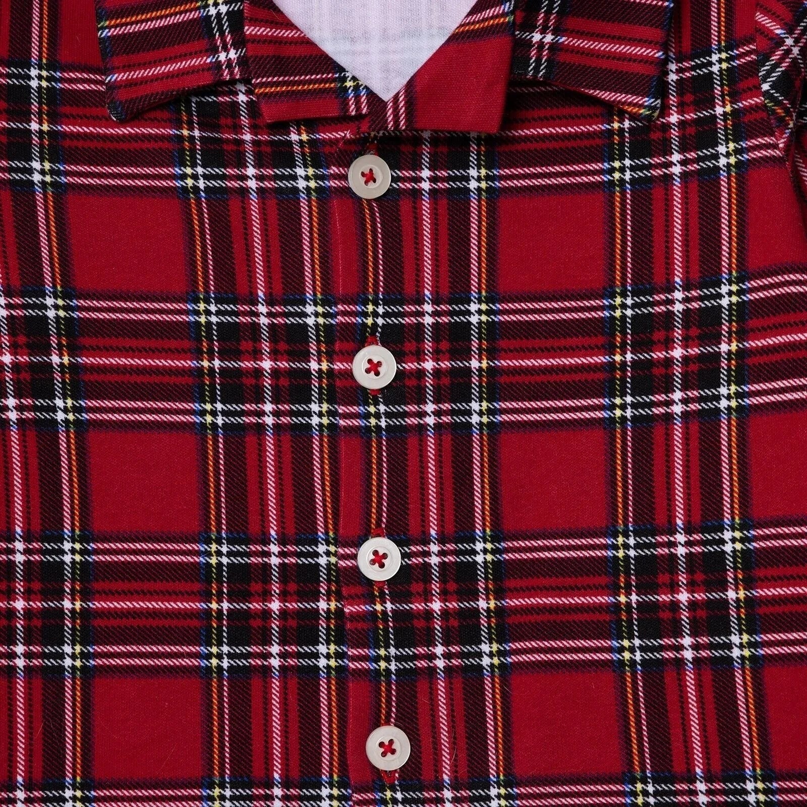 HelloBaby Boys Long Sleeve Pyjamas Set Plaid with Buttons Christmas Peter-Pan Collar Long Leg Long S - Red