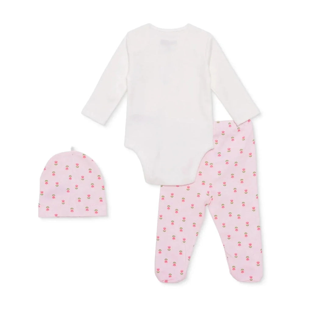 HelloBaby Girls Body-Footed Bottom-Hat Flower - Ecru