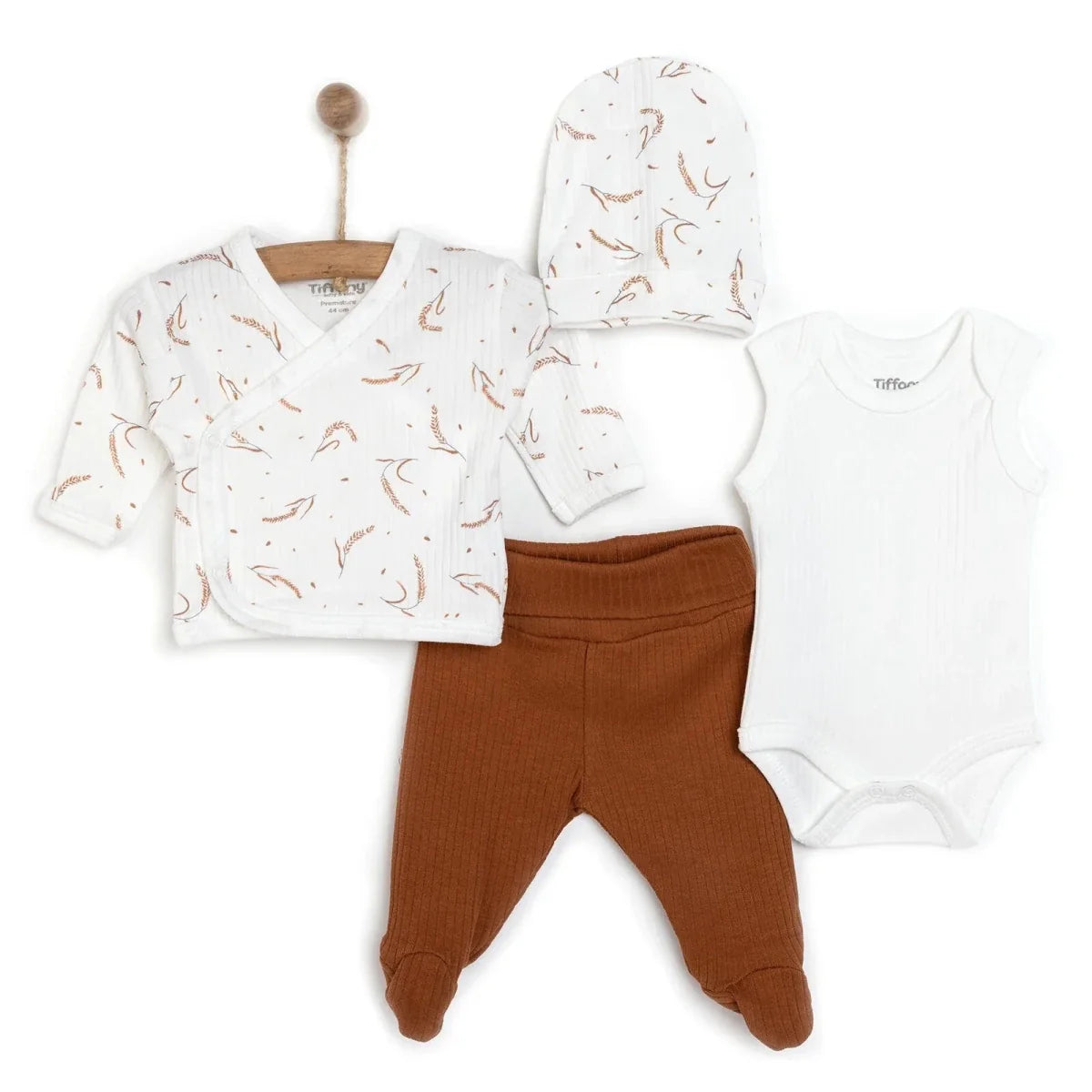 Tiffany 100% Cotton Tiny Baby Set - Ecru