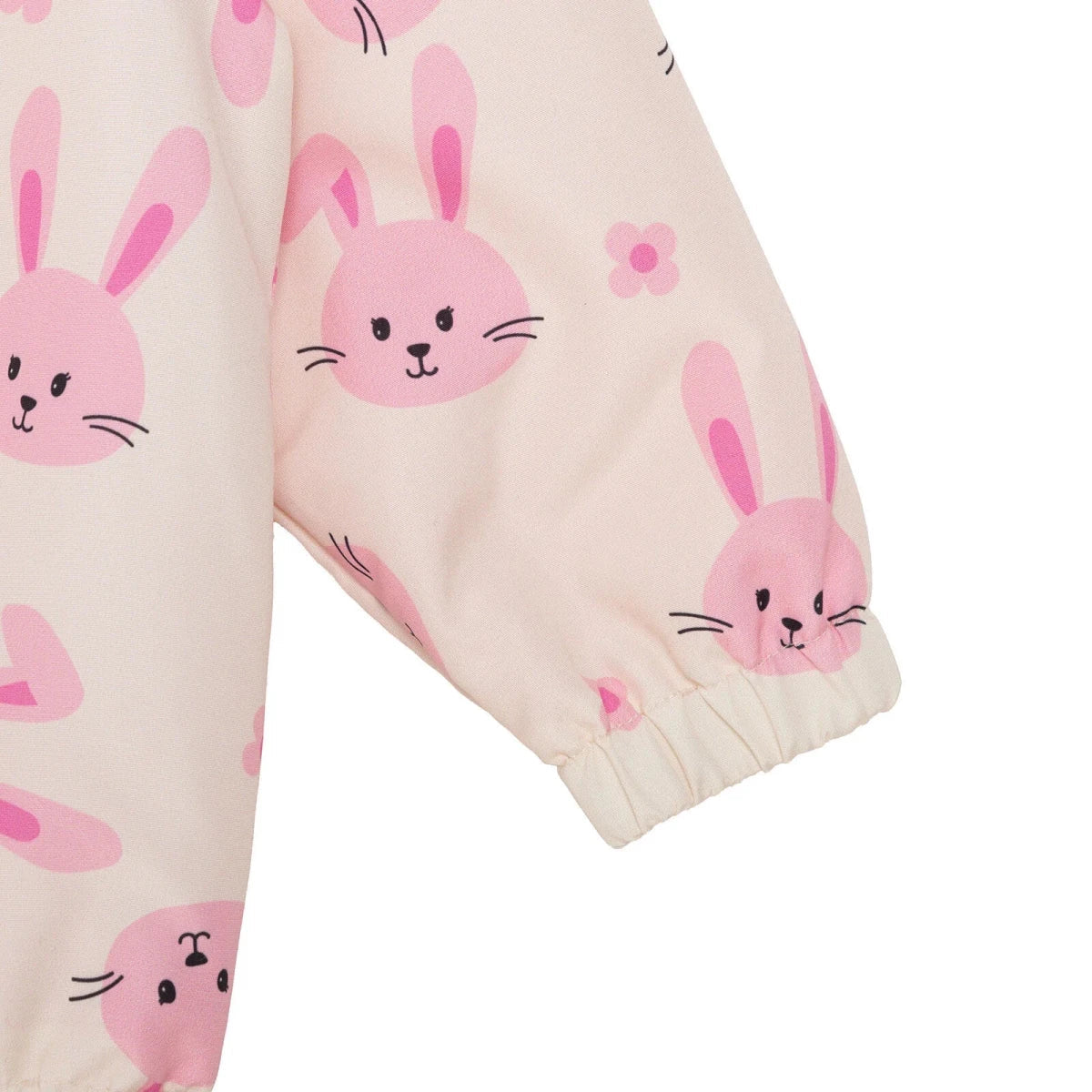 HelloBaby Girls Raincoat Flower Zip-up Hooded Long Sleeve - Ecru Printed