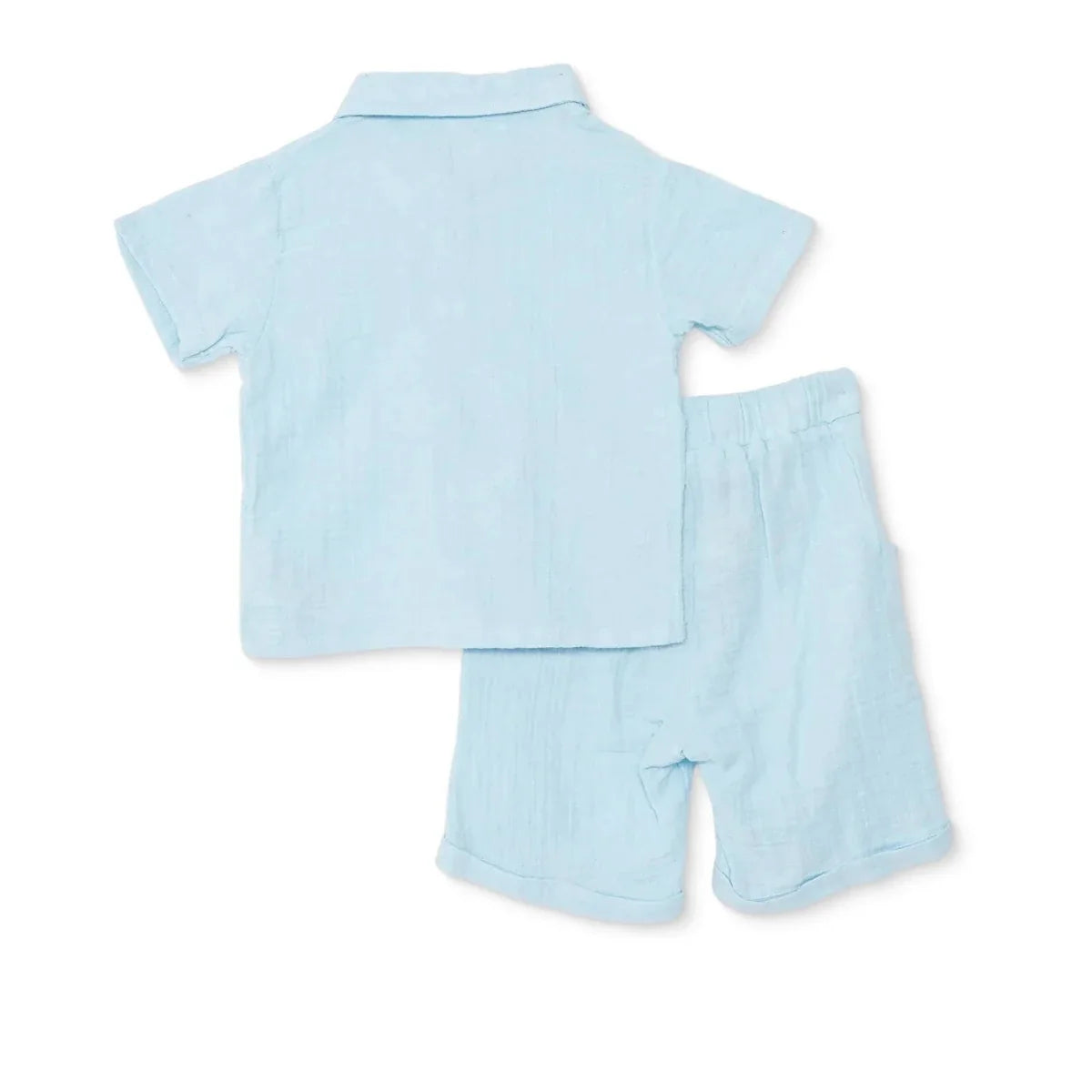 HelloBaby Boys Shirt & Shorts Set Buttoned Little Sailor Shirt Collar Above the Knee Short Sleeve - Blue