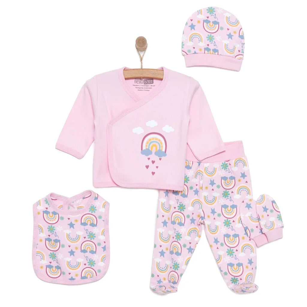 HelloBaby Girl 5 Piece Newborn Set - Light Pink