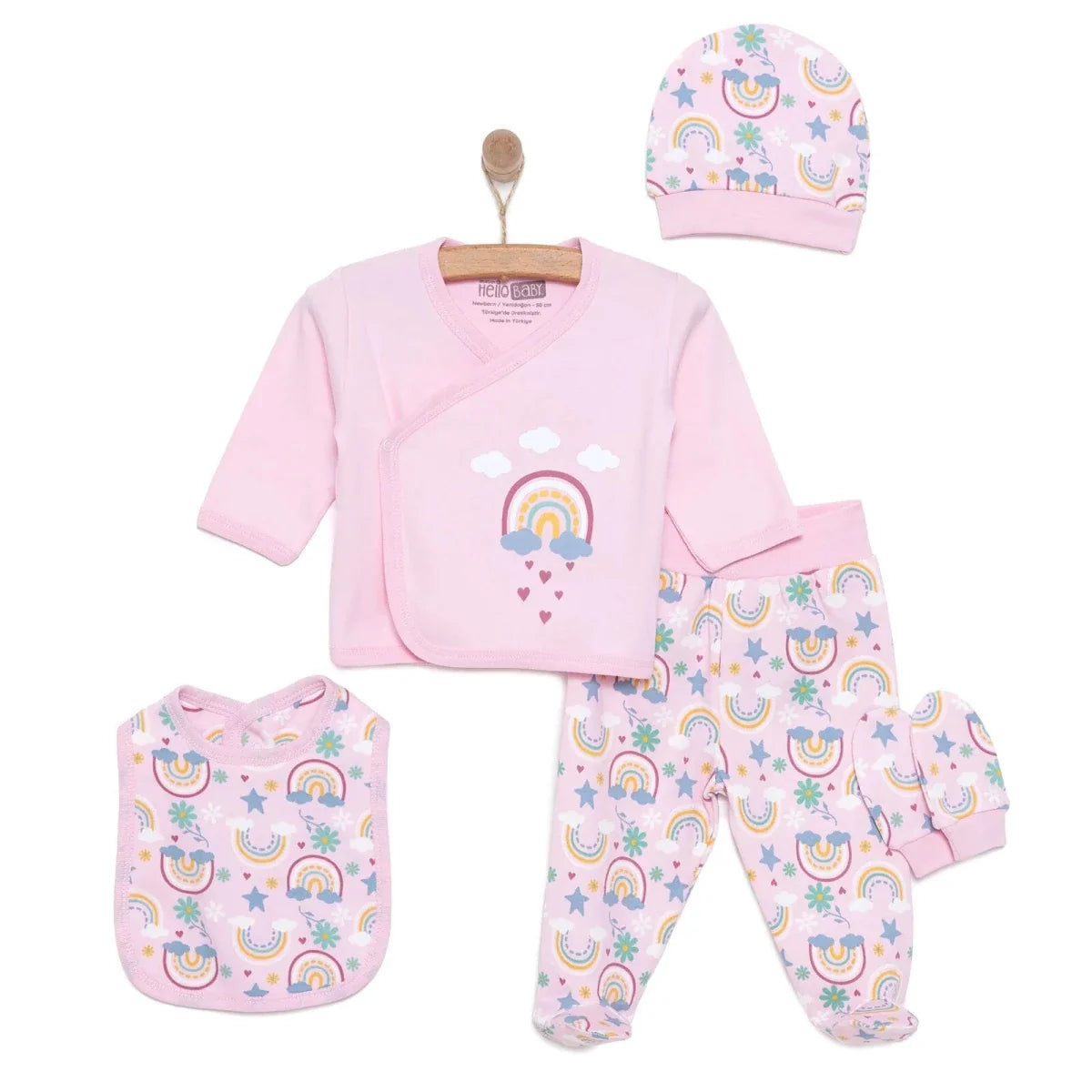 HelloBaby Girl 5 Piece Newborn Set - Light Pink
