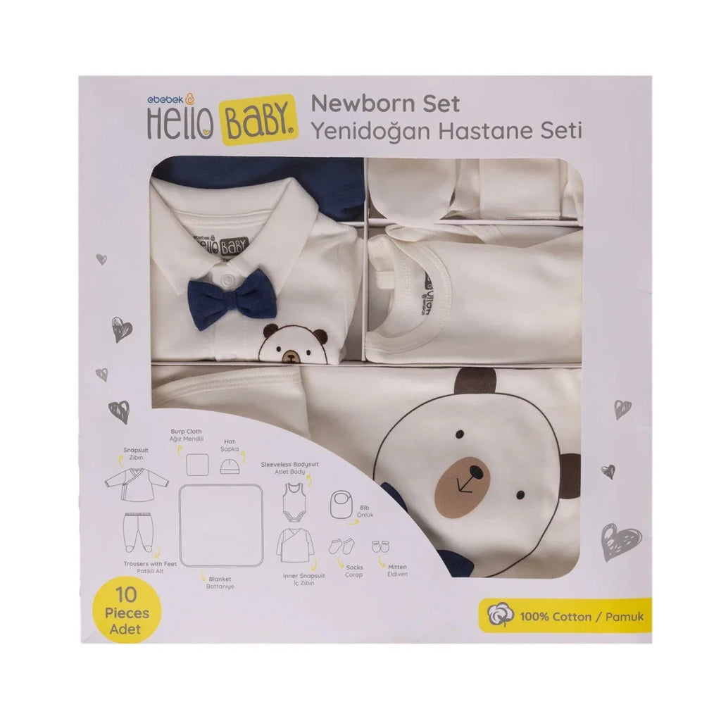 HelloBaby Newborn 10-Piece Newborn Hospital Set - Ecru