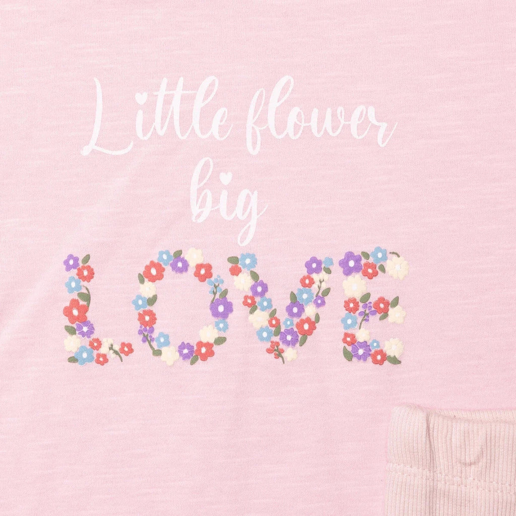 HelloBaby Girls Blouse & Leggings Set Text Print Pastel Dreams Crew Neck Full Length Short Sleeve - Pink