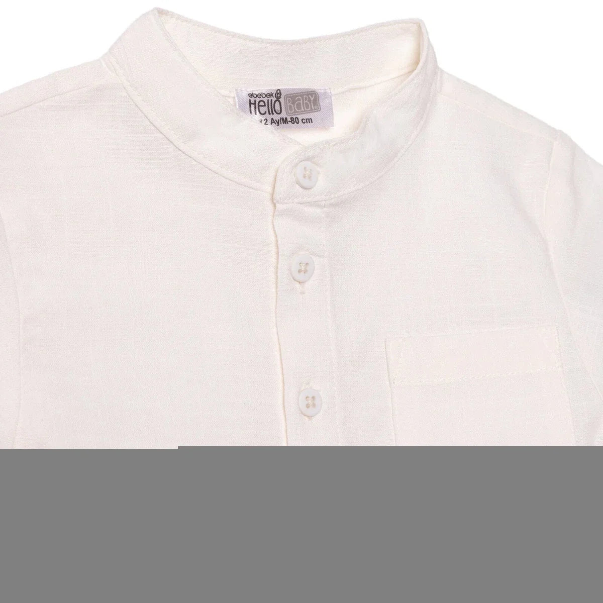 HelloBaby Boys Shirt & Shorts Set Buttoned Smart Line Mandarin Collar Above the Knee Short Sleeve - White
