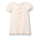 HelloBaby Girls Dress Bow Pastel Dreams Crew Neck Short Sleeve - Ecru