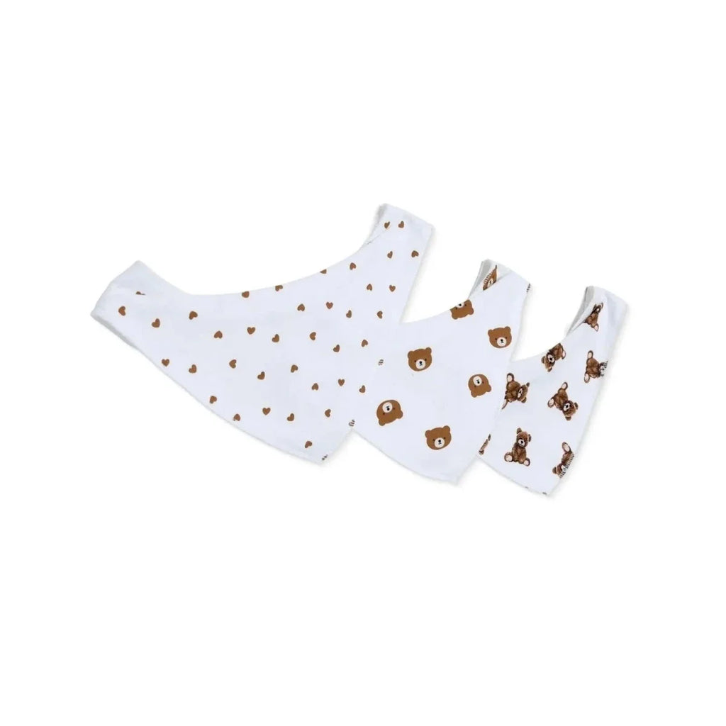 Messy Duck Cotton Bandana Bibs Pack of 3 - Teddy Bear