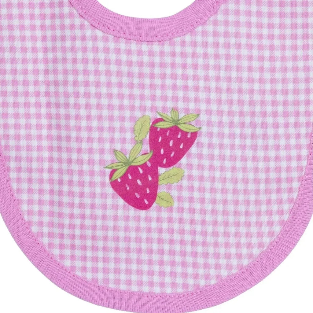 Messy Duck Printed Cotton Baby Bib - Strawberry