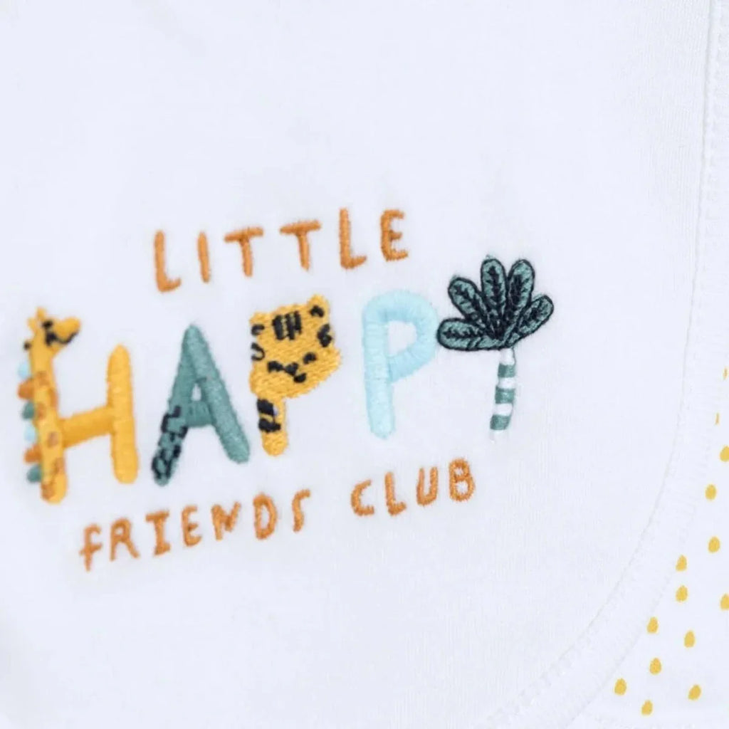 Messy Duck Embroidered Cotton Baby Bib Pack of 2 - Happy