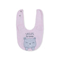 Messy Duck Embroidered Cotton Baby Bib with Ears - Pink