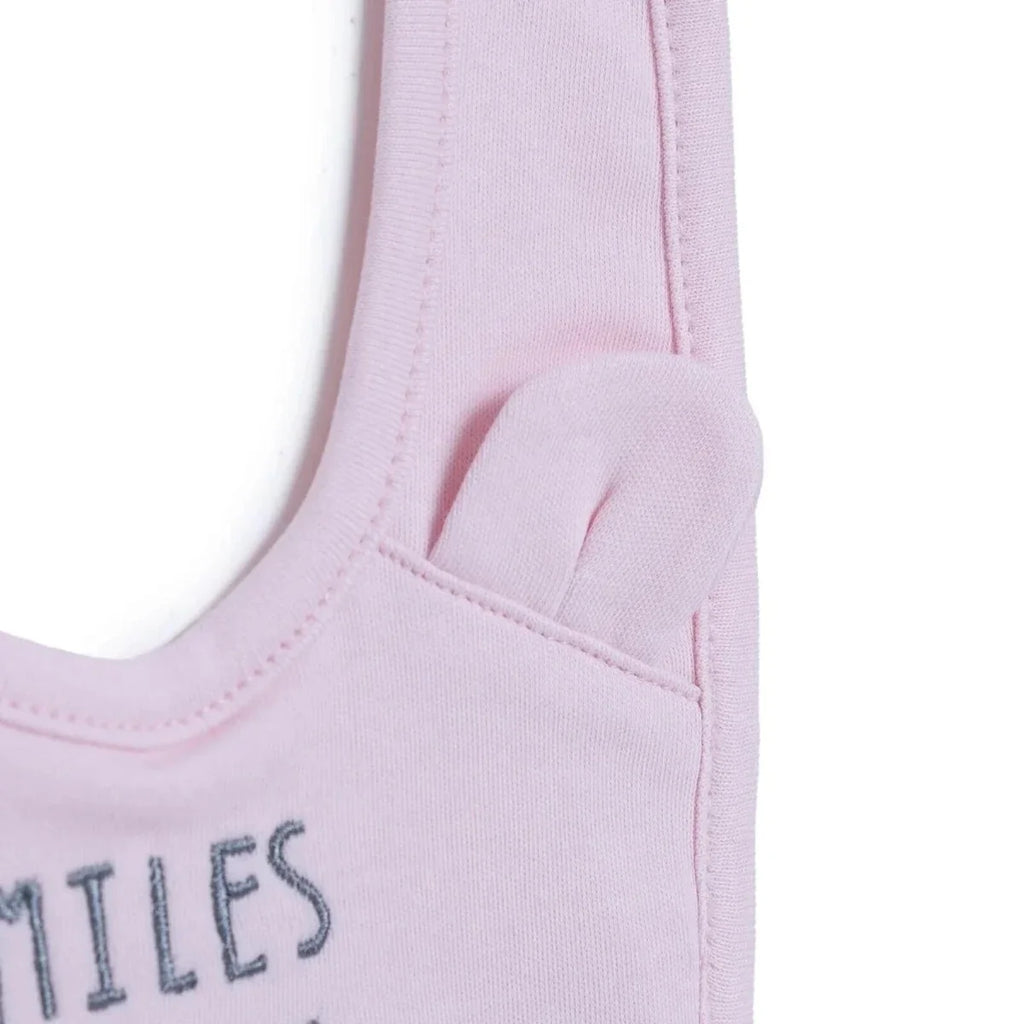 Messy Duck Embroidered Cotton Baby Bib with Ears - Pink