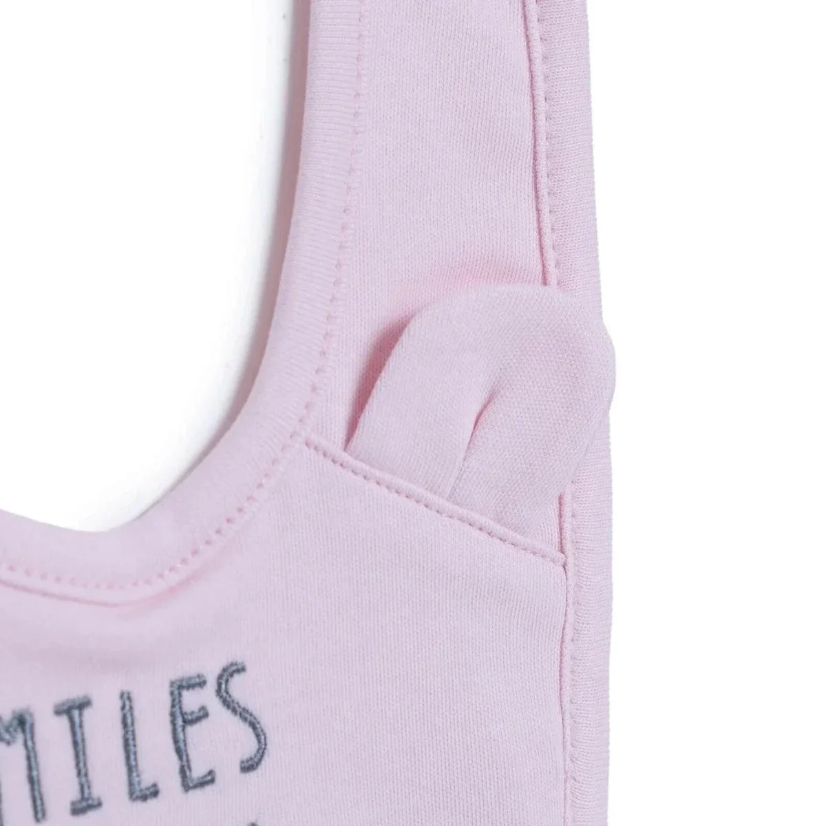 Messy Duck Embroidered Cotton Baby Bib with Ears - Pink