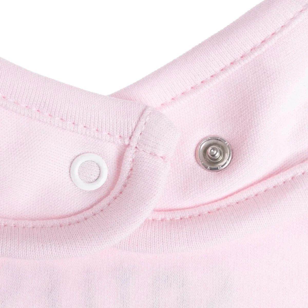 Messy Duck Embroidered Cotton Baby Bib with Ears - Pink