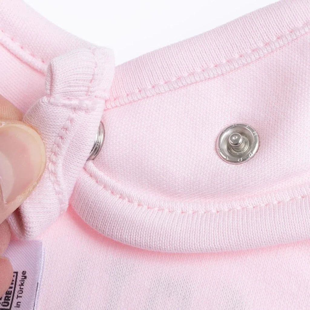 Messy Duck Embroidered Cotton Baby Bib with Ears - Pink