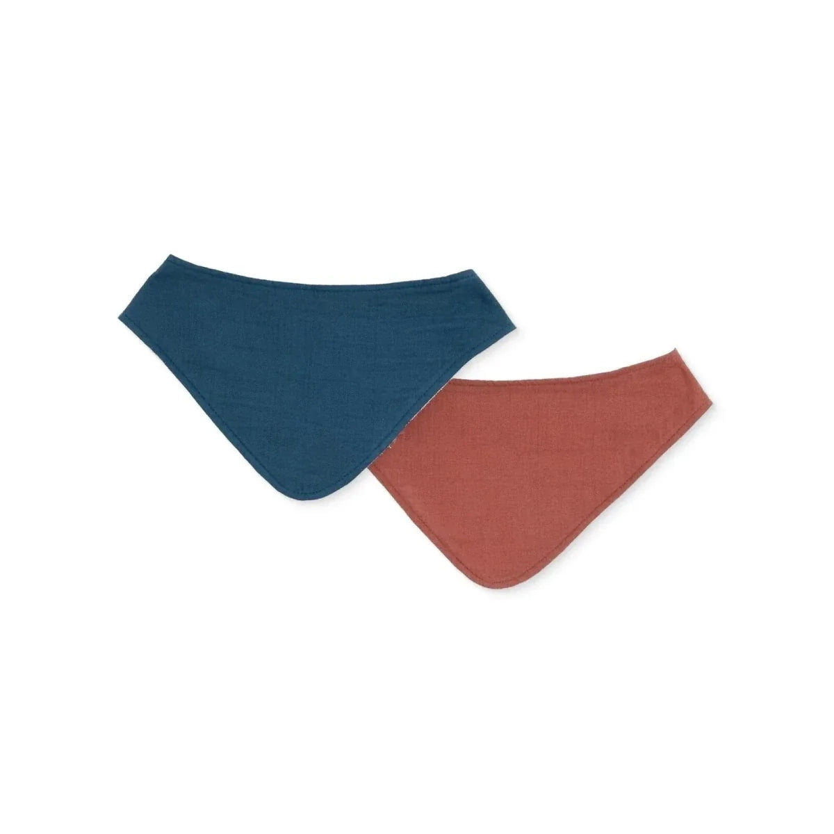 Messy Duck Bandana Baby Bib Pack of 2 - Terracotta & Deep Navy