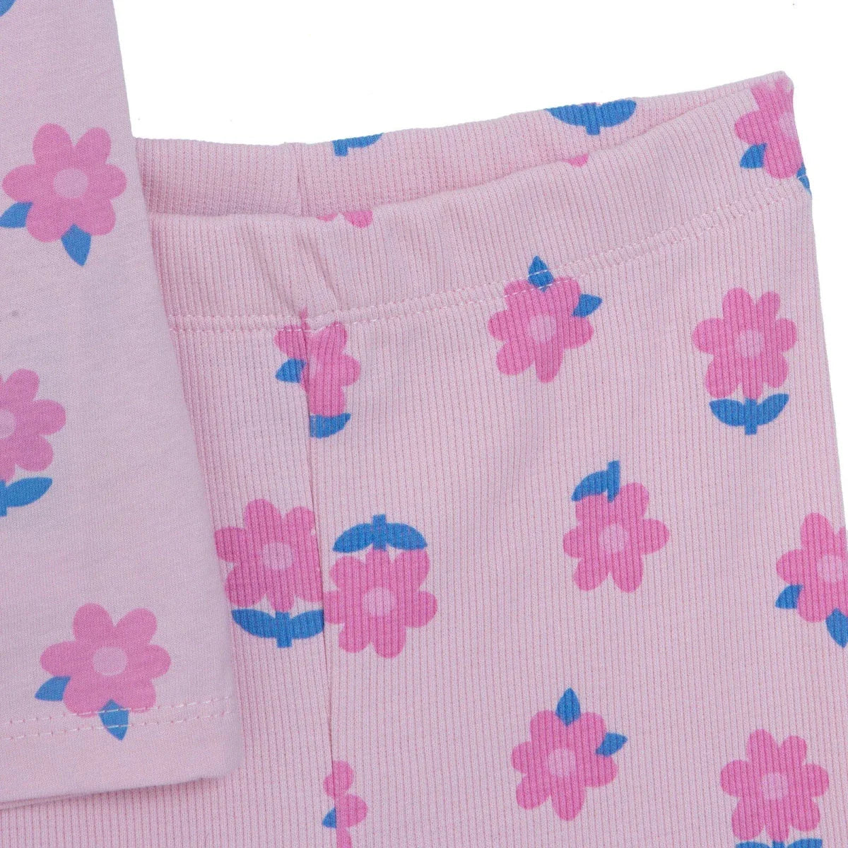HelloBaby Girls Blouse & Leggings Set Floral Print Ditsy Flower Crew Neck Full Length Short Sleeve - Pink Printed