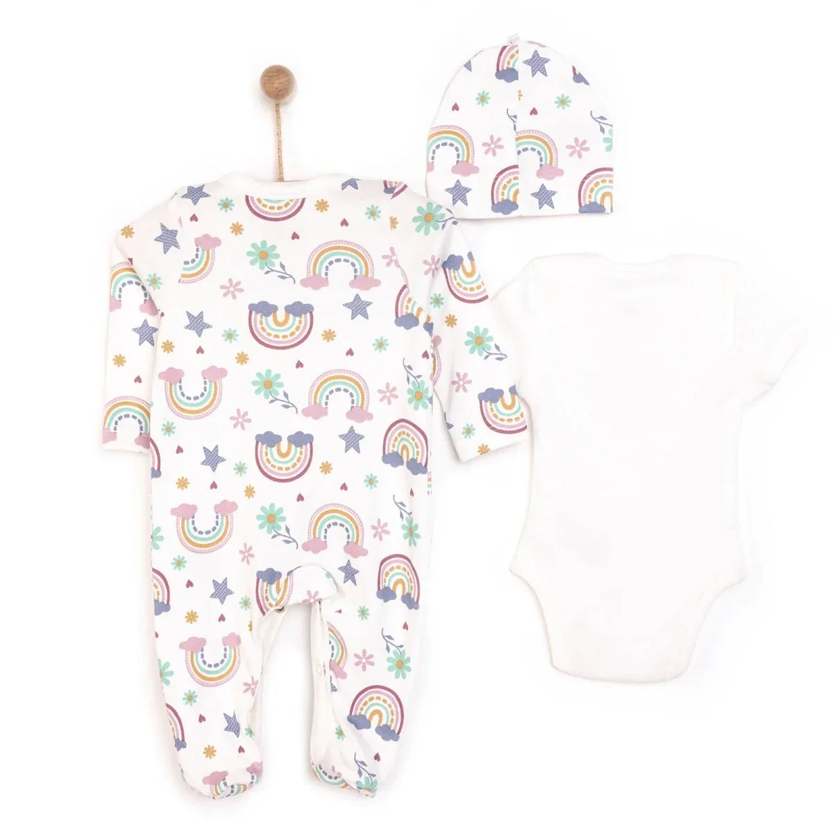 HelloBaby Baby Girl Jumpsuit-Body-Hat - Ecru
