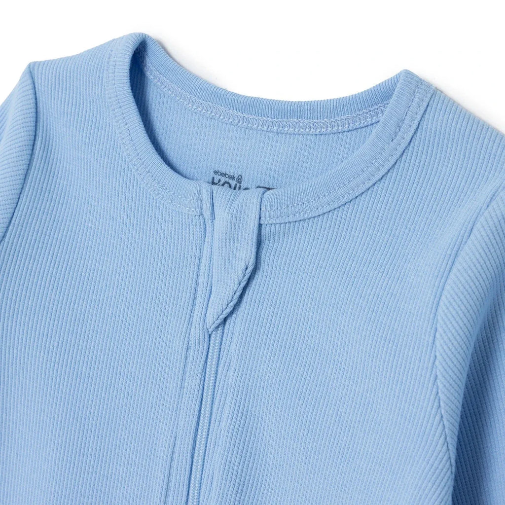 HelloBaby Boys Footed Sleepsuit Zip Fastening Crew Neck Full Length Long Sleeve - Blue