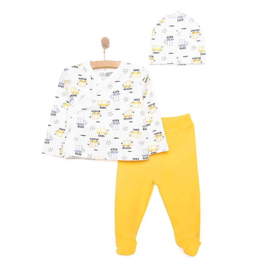 HelloBaby Boy Wrapover Top-Hat-Footed Bottom - Ecru