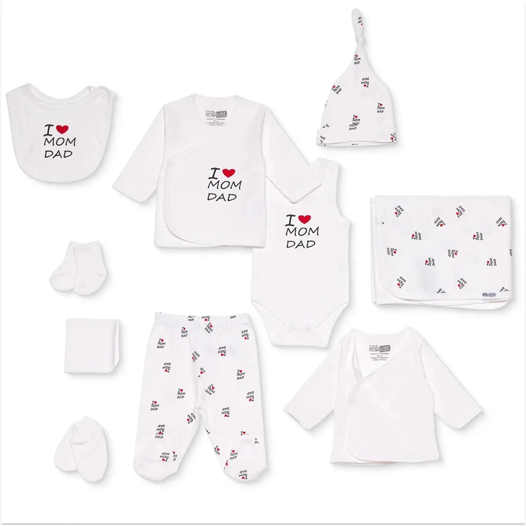 HelloBaby Unisex 100% Cotton 10-Piece Hospital Gift Set - Ecru