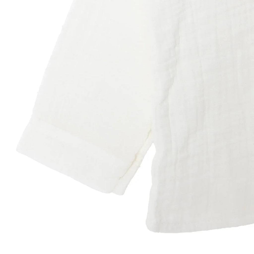 HelloBaby Boys Shirt Buttoned Little Sailor Mandarin Collar Long Sleeve - Ecru