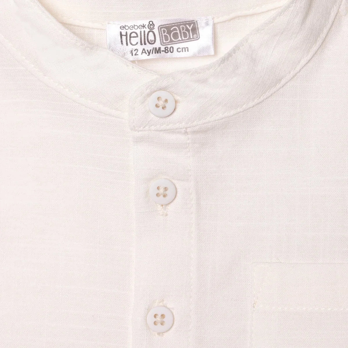 HelloBaby Boys Shirt & Shorts Set Buttoned Smart Line Mandarin Collar Above the Knee Short Sleeve - White