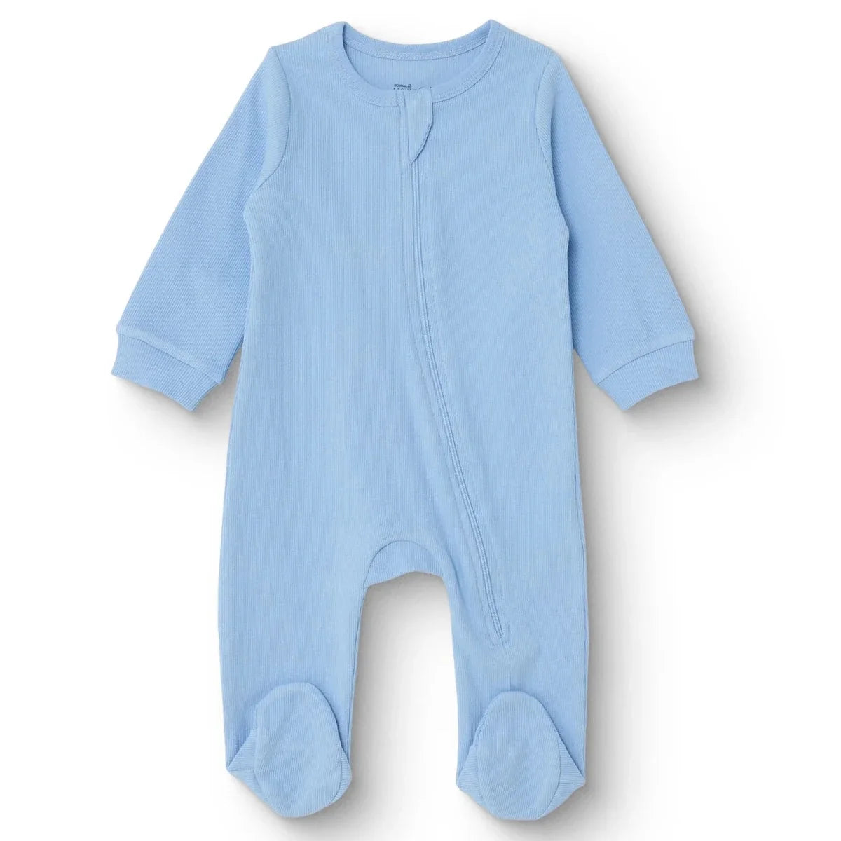 HelloBaby Boys Footed Sleepsuit Zip Fastening Crew Neck Full Length Long Sleeve - Blue