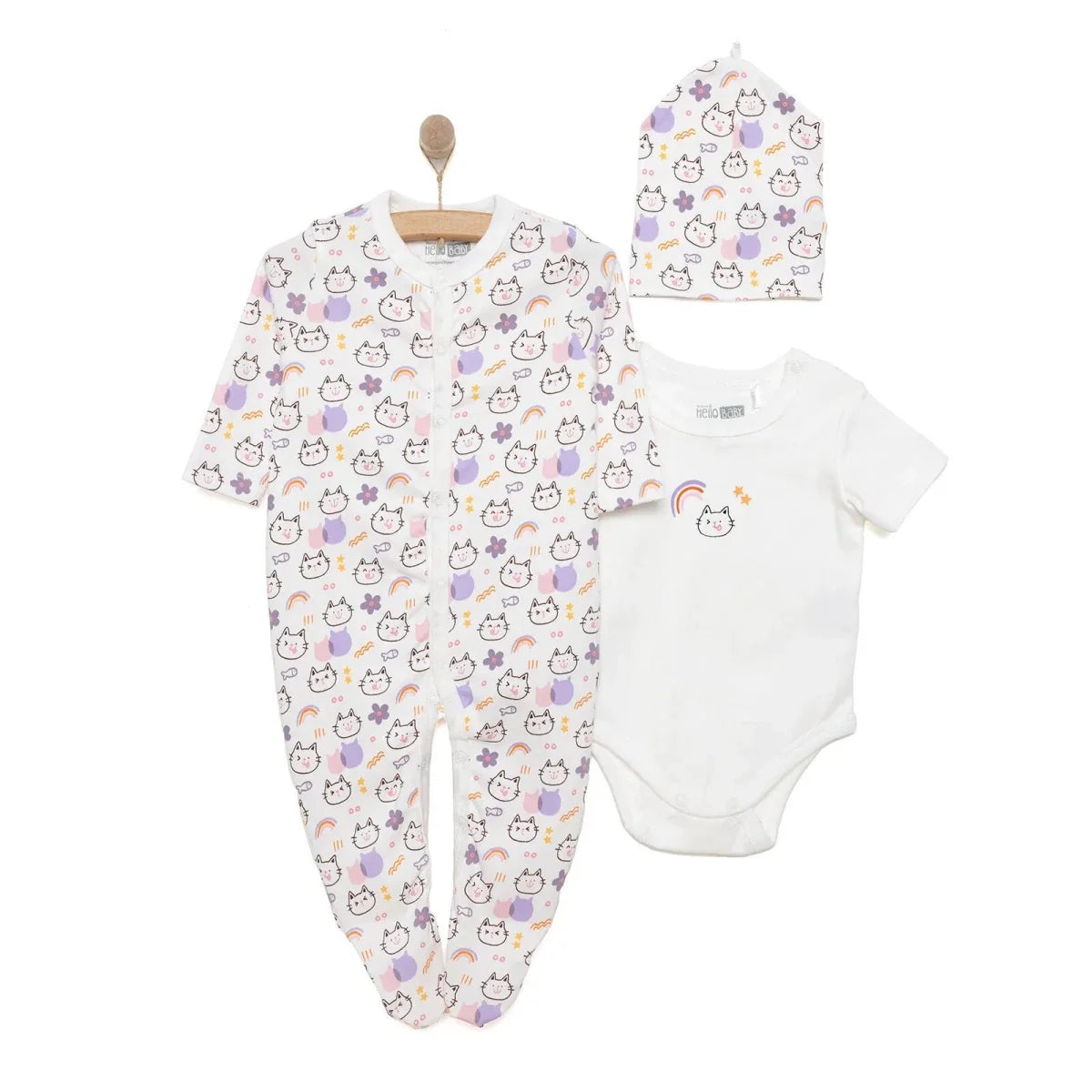 Baby Girl Sleepsuit Bodysuit & Hat Set - Ecru