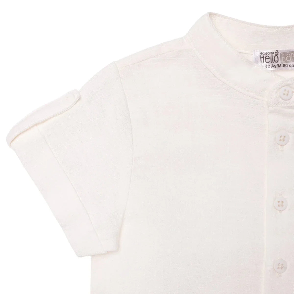 HelloBaby Boys Shirt & Shorts Set Buttoned Smart Line Mandarin Collar Above the Knee Short Sleeve - White
