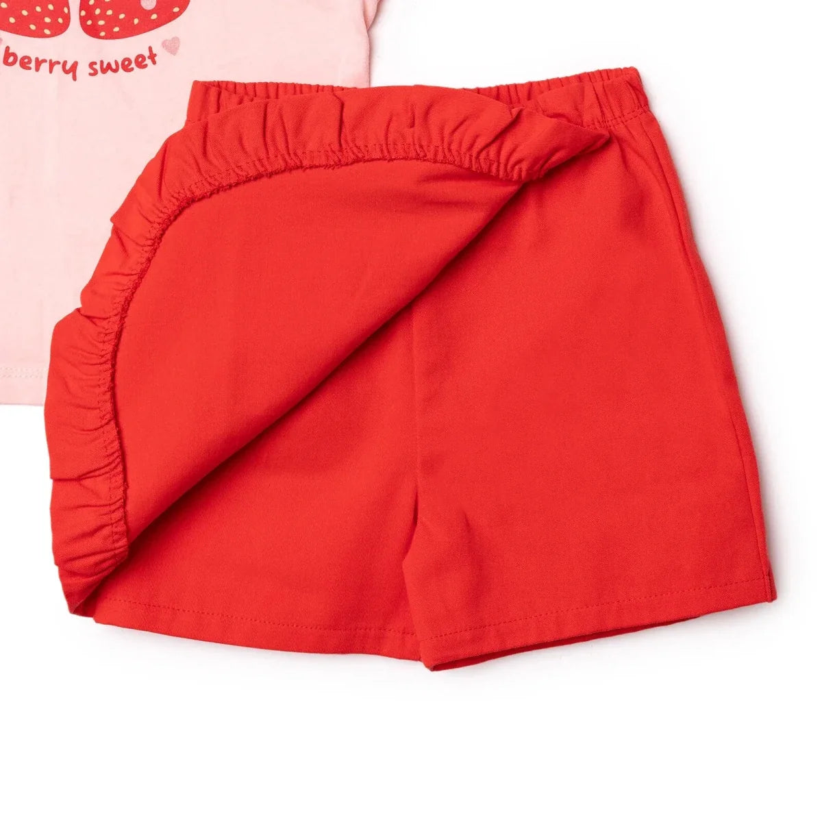 HelloBaby Girls Blouse & Shorts Set Strawberry Print Berry Belle Crew Neck Short Length Short Sleeve - Pink