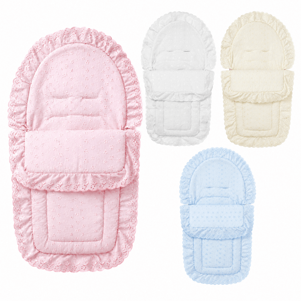 Universal Broderie Anglaise Car Seat Footmuff / Cosy Toes