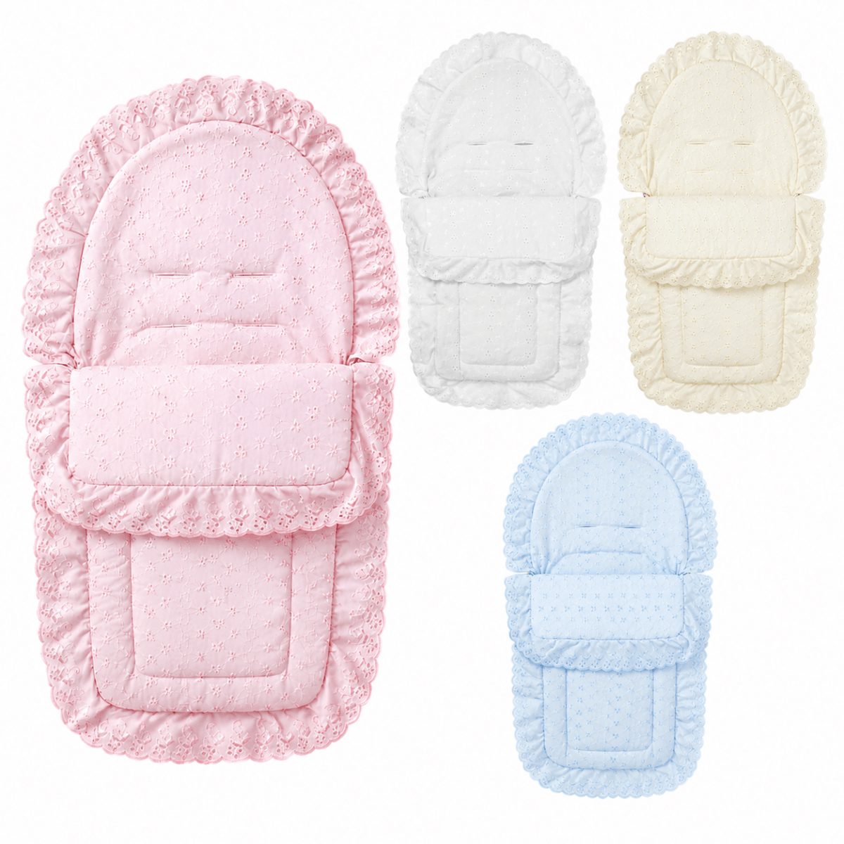 Universal Broderie Anglaise Car Seat Footmuff / Cosy Toes