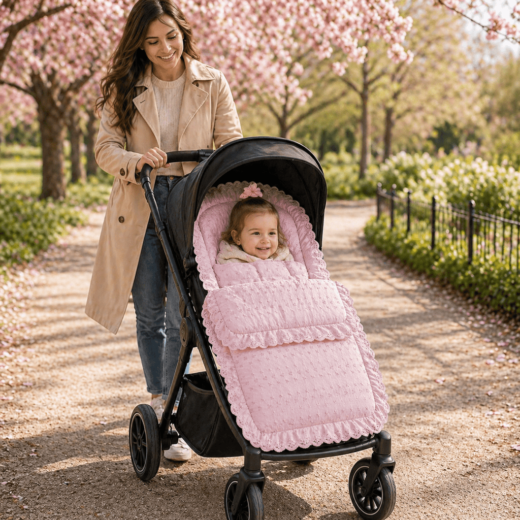 Universal Broderie Anglaise Pushchair Footmuff / Cosy Toes - Fits All Pushchairs / Prams And Buggies