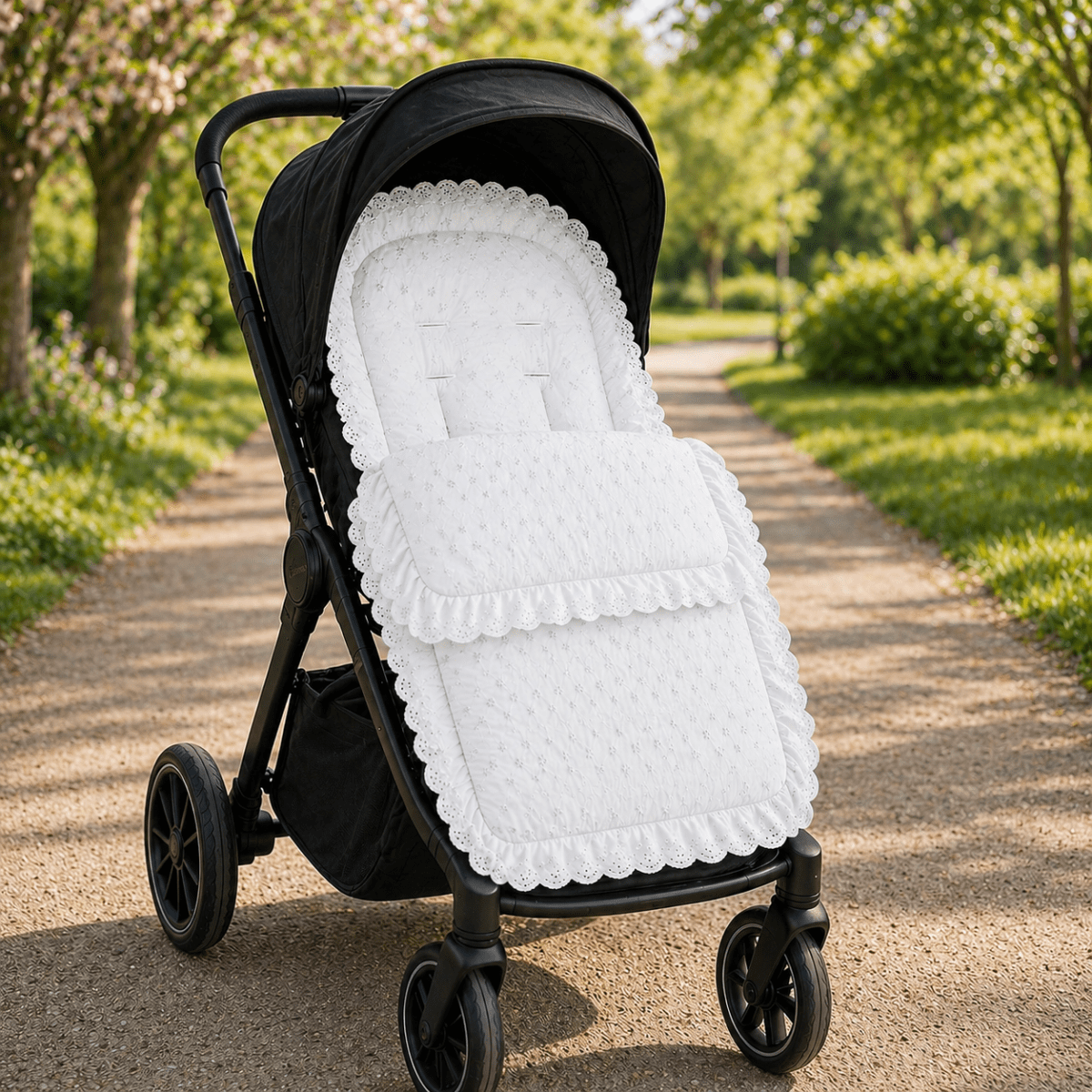 Universal Broderie Anglaise Pushchair Footmuff / Cosy Toes - Fits All Pushchairs / Prams And Buggies