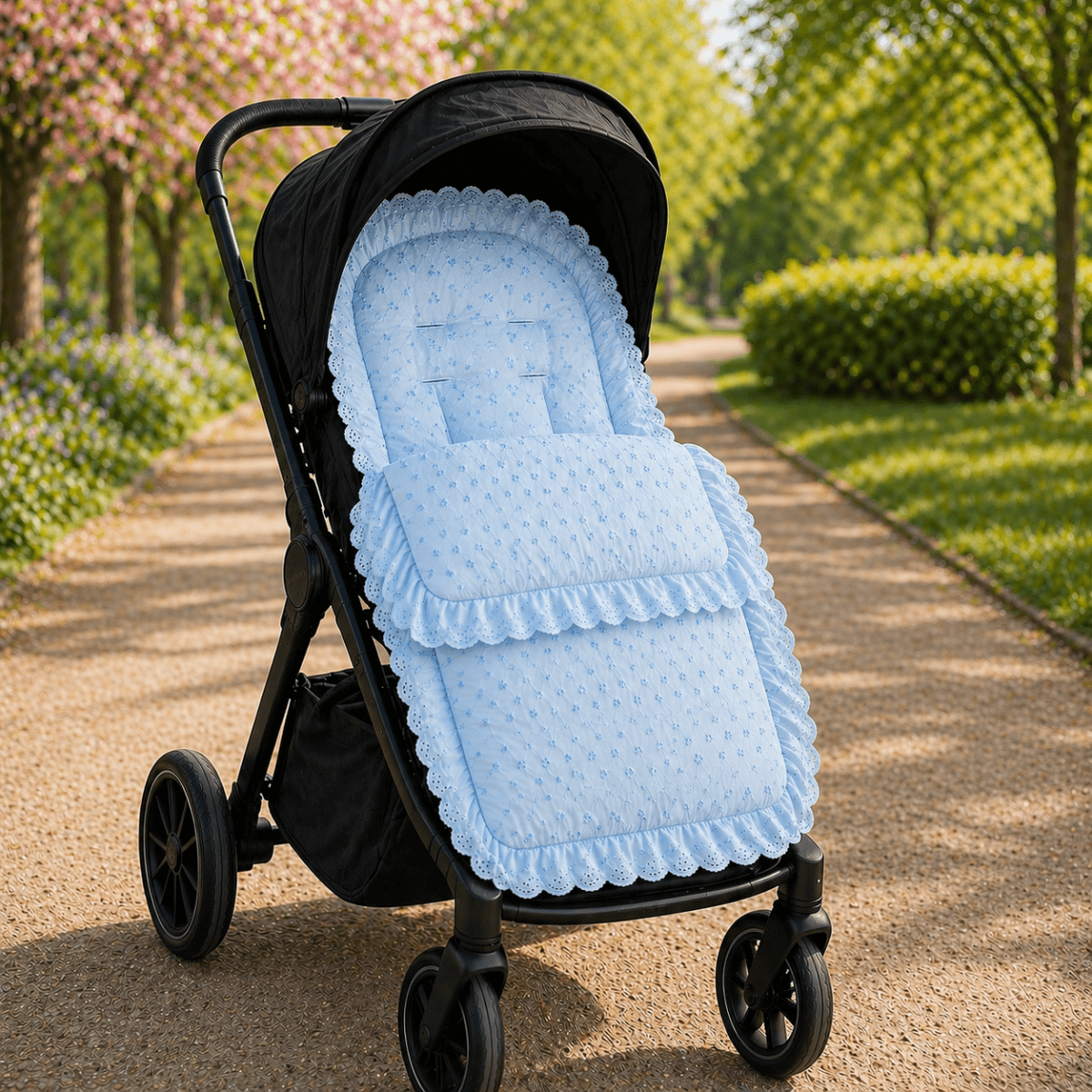 Universal Broderie Anglaise Pushchair Footmuff / Cosy Toes - Fits All Pushchairs / Prams And Buggies