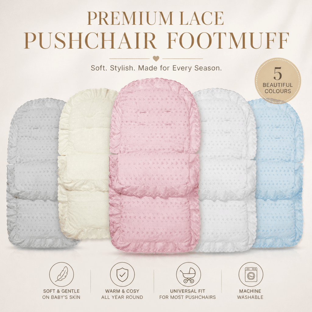 Universal Broderie Anglaise Pushchair Footmuff / Cosy Toes - Fits All Pushchairs / Prams And Buggies