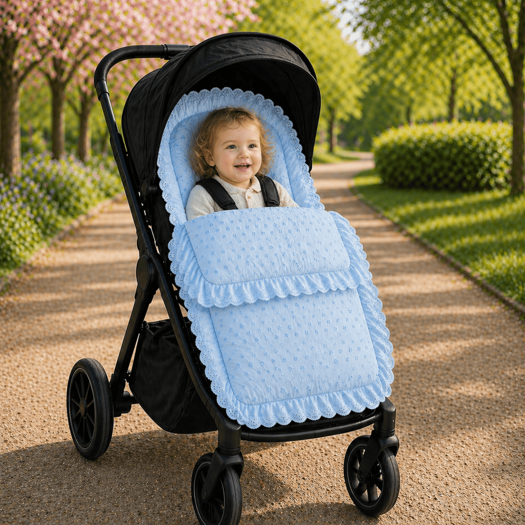 Universal Broderie Anglaise Pushchair Footmuff / Cosy Toes - Fits All Pushchairs / Prams And Buggies