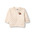 HelloBaby Boys Quilted Cardigan Zip Fastening Little Car Mandarin Collar Long Sleeve - Ecru