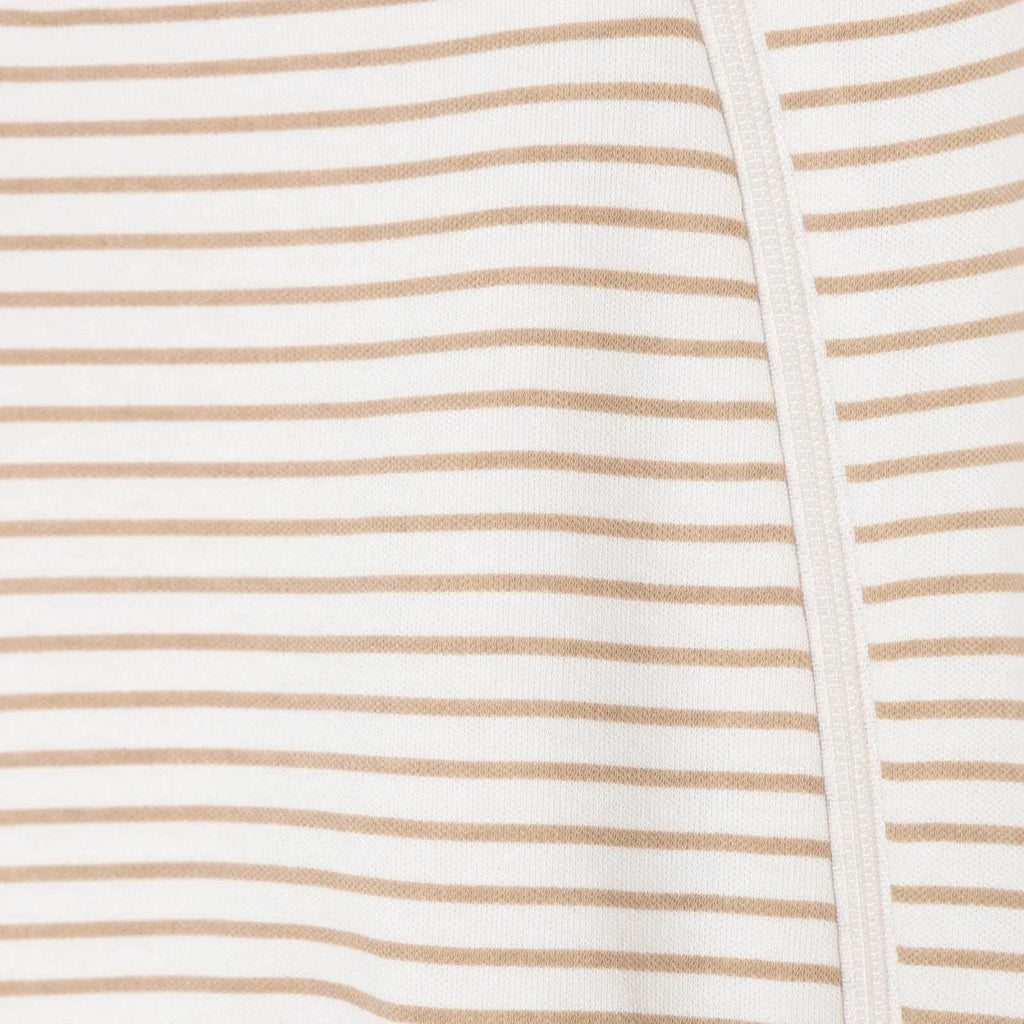 Baby Boy Footed Sleepsuit Striped Zip Fastening Crew Neck - Beige