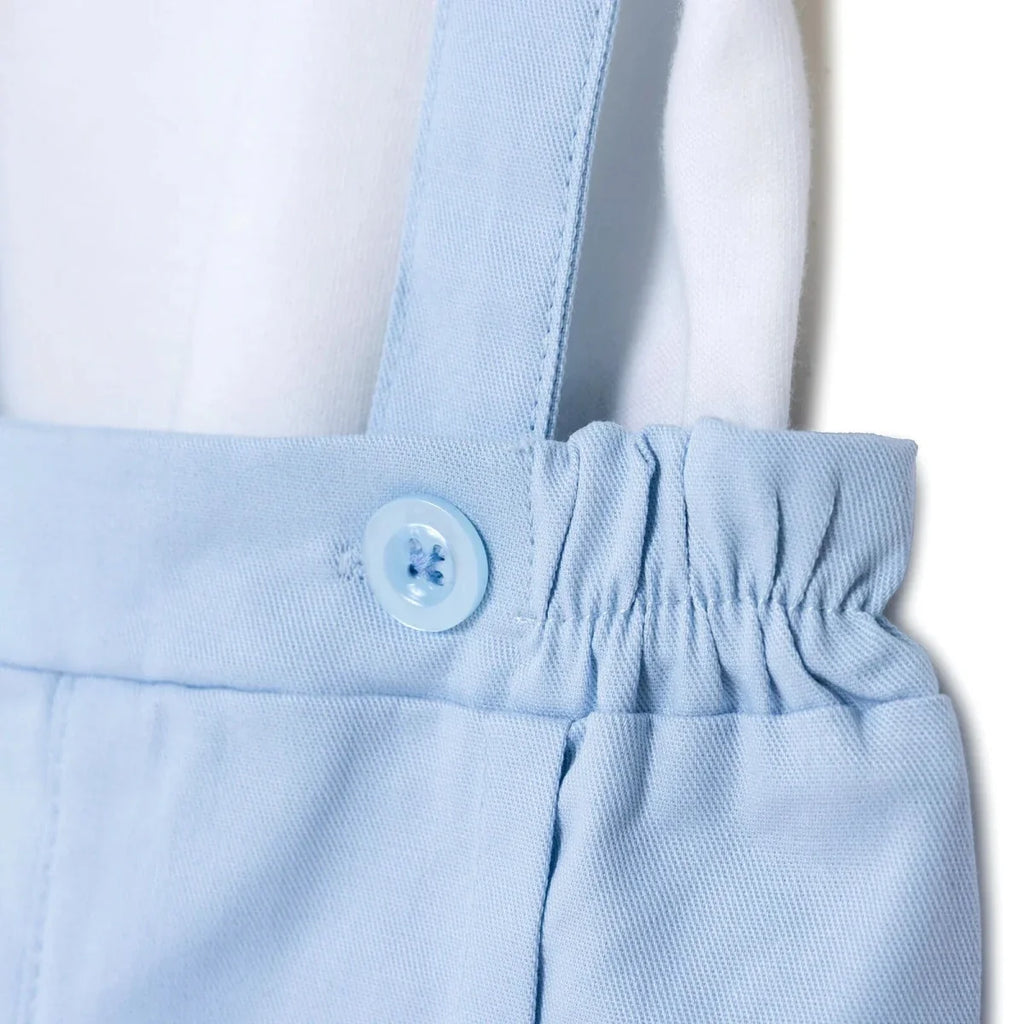 Bebetto Boys Short Dungarees & T-shirt Snap Fastening Little Boss Shirt Collar Short Length Short Sl - Blue