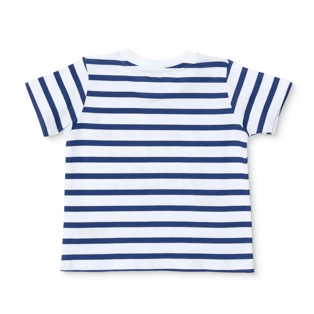 HelloBaby Boys T-shirt Nautical Print Little Sailor Crew Neck Short Sleeve - Navy Printed