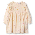 HelloBaby Girls Dress Polka Dot Print Pastel Dreams Crew Neck Long Sleeve - Ecru Printed