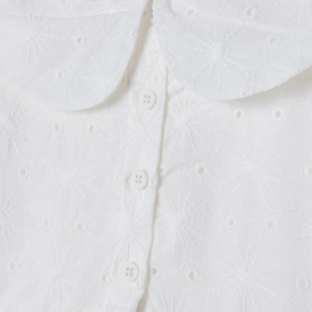 HelloBaby Girls Dress Berry Belle Peter Pan Collar Short Sleeve - White