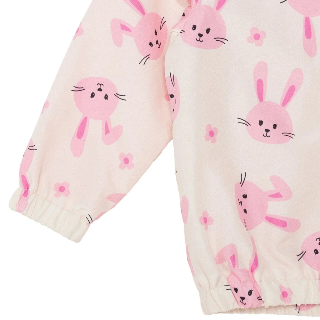 HelloBaby Girls Raincoat Flower Zip-up Hooded Long Sleeve - Ecru Printed