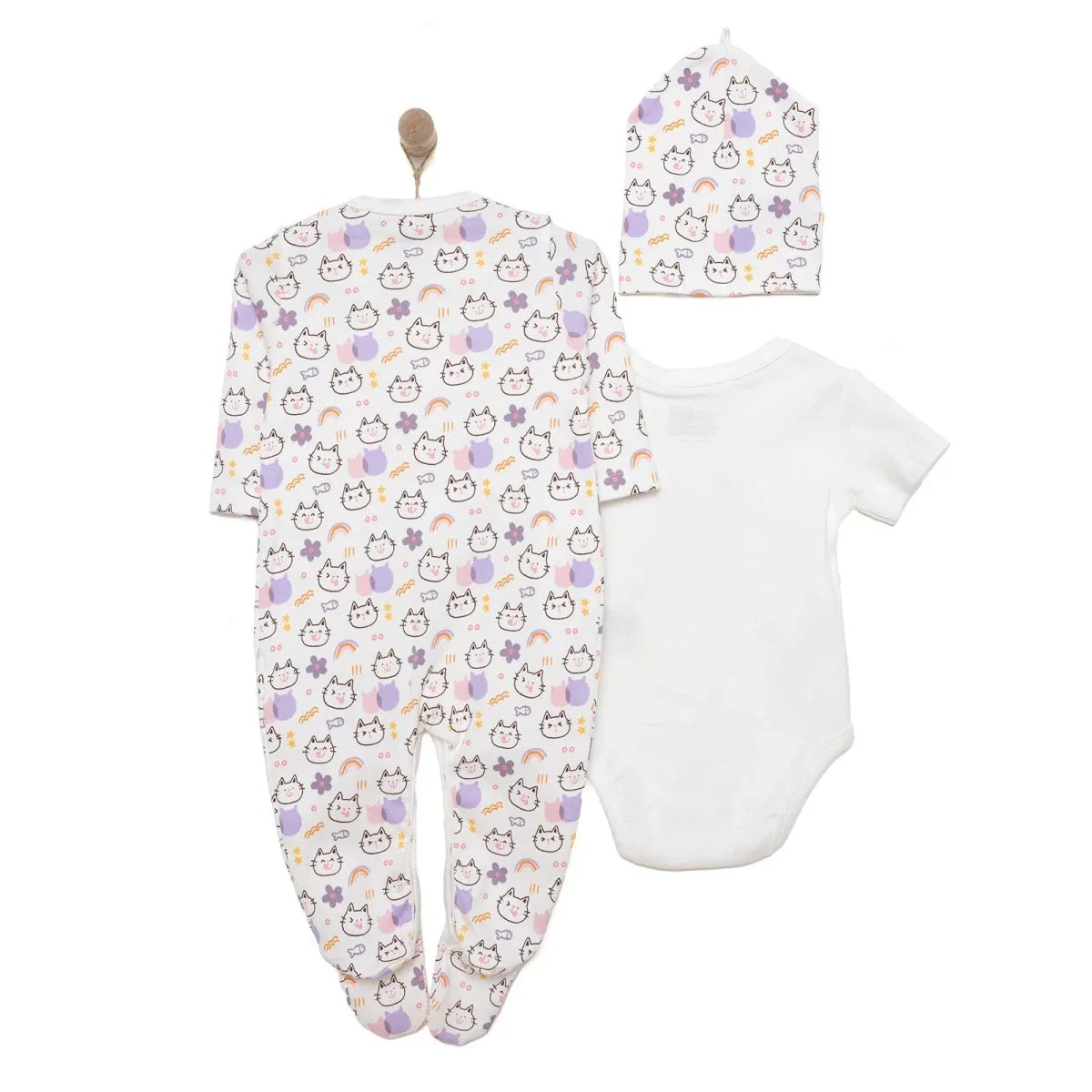 Baby Girl Sleepsuit Bodysuit & Hat Set - Ecru